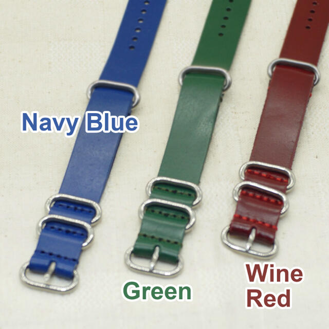 腕時計用 レザーNATOベルト 本革 20mm グリーン#005 メンズの時計(レザーベルト)の商品写真
