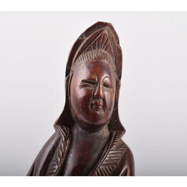 仏教美術 唐木黄楊木彫刻 観音菩薩像 仏像 置物 3点まとめて M R3858の