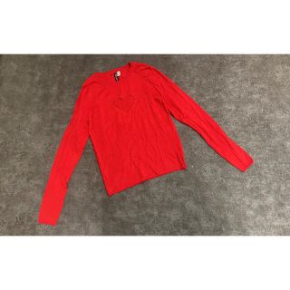 エイチアンドエム(H&M)のH&M*エイチアンドエム*ハート*トップス*カットソー*レッド*M(カットソー(長袖/七分))