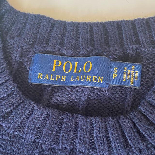 POLO RALPH LAUREN(ポロラルフローレン)の美品☆ポロ ラルフローレン ケーブルニット　Ｓ　紺×ブルー メンズのトップス(ニット/セーター)の商品写真