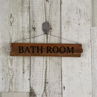 BATH ROOM/バスルーム サインプレート 木製 古材(インテリア雑貨)