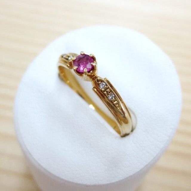 4℃ 極美品 K18 10号 1.9g ルビー ダイヤ 0.04ct リング