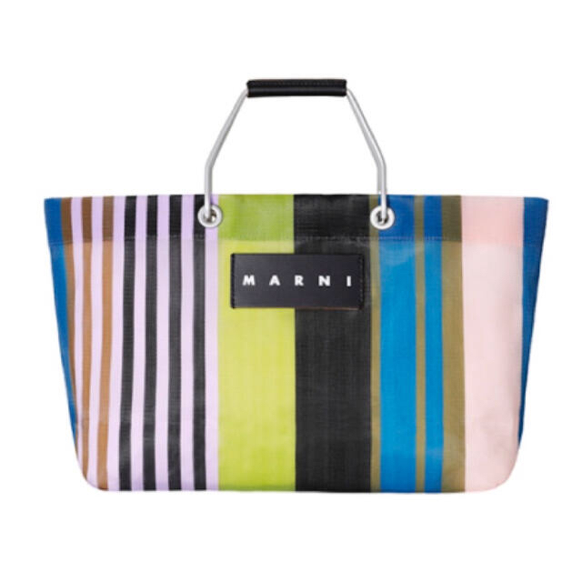 新品♡MARNI マルニ フラワーカフェ ストライプバッグ  ミニ　マルチグレー