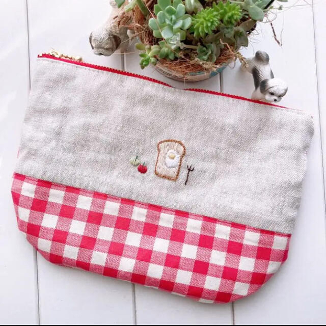 handmade刺繍ポーチீCHOSHOKUீ朝食 モーニング handmade刺繍ポーチீCHOSHOKUீ朝食 モーニング