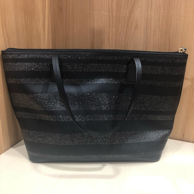 kate spade new york(ケイトスペードニューヨーク)の☆【美品】ケイトスペード　黒ブラックストライプ　ハンドバッグ☆ レディースのバッグ(ハンドバッグ)の商品写真