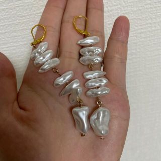 トゥデイフル(TODAYFUL)のバロックパール　ピアス　ゴールド　ハンドメイド(ピアス)