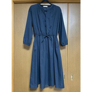 ショコラフィネローブ(chocol raffine robe)の【chocol raffine robe】長袖ワンピース　ネイビー　長袖　膝下丈(ひざ丈ワンピース)