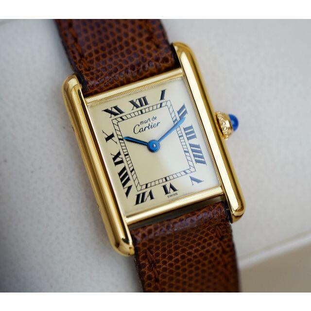 39美品 カルティエ マスト タンク アイボリー ローマン SM Cartier