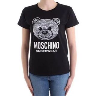 モスキーノ 半袖 ロゴ レース 黒 レディース 熊 MOSCHINO ベアー-