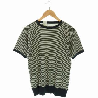 エヌハリウッド(N.HOOLYWOOD)のミスターハリウッド ボーダー半袖ニット カットソー 36 黒 ベージュ(Tシャツ/カットソー(半袖/袖なし))