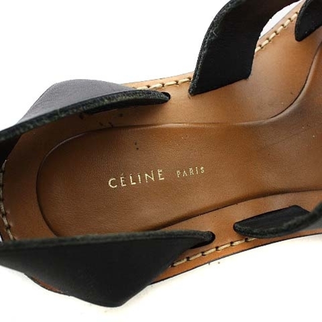 celine(セリーヌ)のセリーヌ CELINE トングサンダル レザー 24.0cm 黒 ブラック 茶 レディースの靴/シューズ(サンダル)の商品写真