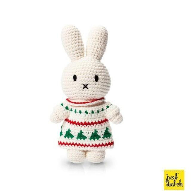 miffy(ミッフィー)のjust dutchミッフィー【クリスマス・ワンピース】あみぐるみ★着せ替え可兎 ハンドメイドのぬいぐるみ/人形(あみぐるみ)の商品写真