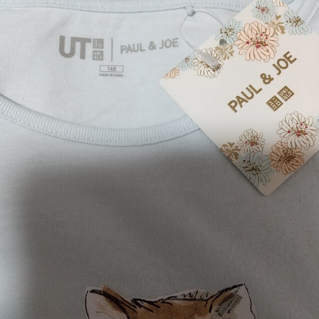 UNIQLO(ユニクロ)のユニクロ PAUL & JOE コラボ Tシャツ 160 猫 キッズ 女の子 キッズ/ベビー/マタニティのキッズ服女の子用(90cm~)(Tシャツ/カットソー)の商品写真
