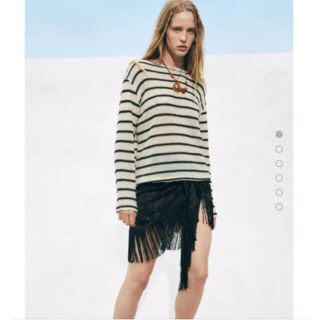 ザラ(ZARA)のZARA ザラ　ストライプ柄ラスティックセーター　Lサイズ(ニット/セーター)