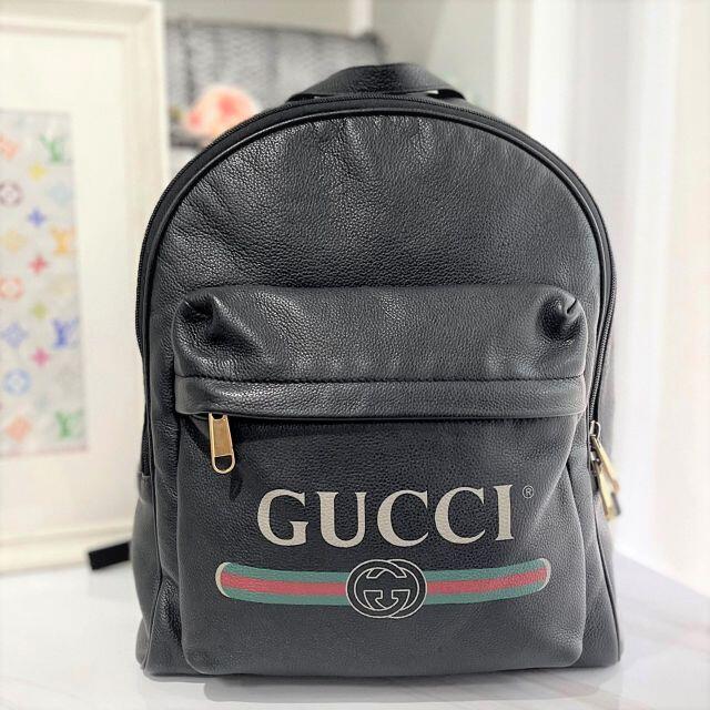 Gucci(グッチ)の美品★　グッチ　バックパック　レザー　黒　シェリー メンズのバッグ(バッグパック/リュック)の商品写真