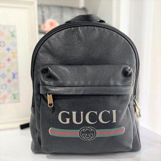 グッチ(Gucci)の美品★　グッチ　バックパック　レザー　黒　シェリー(バッグパック/リュック)