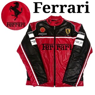フェラーリ(Ferrari)の美品 フェラーリ レーシングジャケット ビッグロゴ メンズ 大きいサイズ XL(ライダースジャケット)