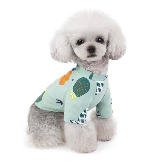 新品 即納 犬服 ドッグウェア パイン パイナップル柄 フルーツ ロンT ハンドメイドのペット(ペット服/アクセサリー)の商品写真