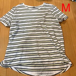 ザラ(ZARA)のレディース 半袖Tシャツ　M 白×紺×黄　ボーダー　ザラ(Tシャツ(半袖/袖なし))