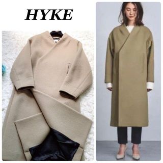 ハイク(HYKE)の美品♡ハイク　ノーカラー　ロングコート　コクーンコート　2 M(ロングコート)