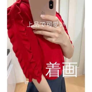 ザラ(ZARA)のZARA 袖フリル 半袖ニット 5部袖　9/15まで限定お値下げ！(カットソー(半袖/袖なし))