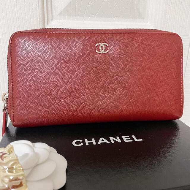 CHANEL シャネル ラウンドファスナー 長財布 キャビアスキン シルバー金具