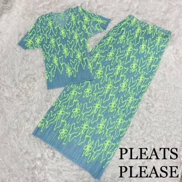 【美品】PLEATS PLEASE セットアップ　花柄　手書き風　総柄 | フリマアプリ ラクマ