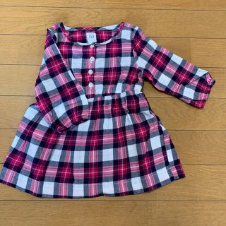 ギャップ(GAP)のGAP ワンピース　長袖　12-18 80 女の子　チェック(ワンピース)