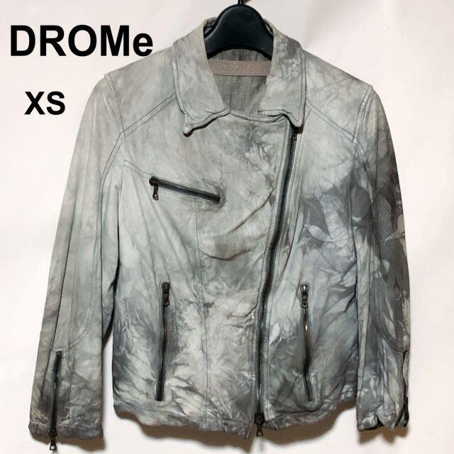 DROMe ラムレザー ライダース XS/ドローム 製品染め 花柄 羊革