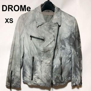 DROMe ラムレザー ライダース XS/ドローム 製品染め 花柄 羊革(ライダースジャケット)