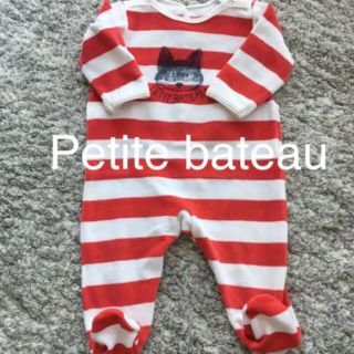 プチバトー(PETIT BATEAU)のプチバトー☆上質なベロア素材を使用したロンパース。カバーオール。冬　長袖(カバーオール)