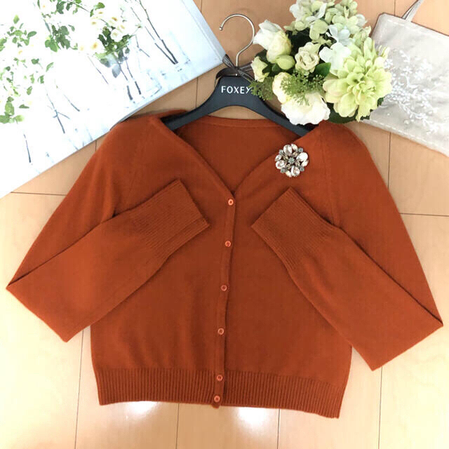 美品▫️FOXEY 38✧オレンジ系˳カシミヤ༚Sweet ✧カーディ 1