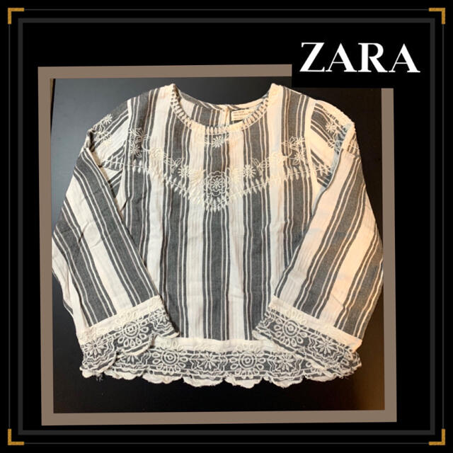 ZARA(ザラ)の美品　ZARAガールズ　デザイン刺繍ブラウス/カジュアルストライプ150 キッズ/ベビー/マタニティのキッズ服女の子用(90cm~)(ブラウス)の商品写真