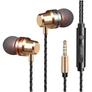 新品　イヤホン　ゴールド　カナル型　3.5mm イヤフォン 有線 ボイスチャット(ヘッドフォン/イヤフォン)