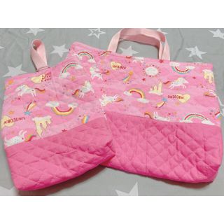 女の子用　レッスンバッグ　上履き入れ　ハンドメイド(バッグ/レッスンバッグ)