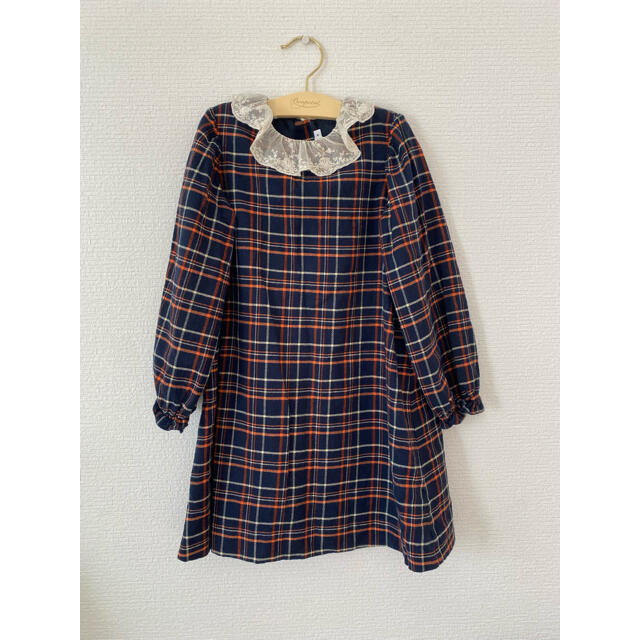 Bonpoint(ボンポワン)のbonpoint ボンポワン　チェックワンピース　8a 128cm キッズ/ベビー/マタニティのキッズ服女の子用(90cm~)(ワンピース)の商品写真