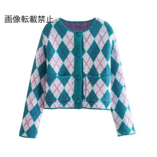 ZARA アーガイル柄ニットカーディガン 0234/011 アーガイル柄ニットカーディガン - オレンジ色 | ZARA Japan / 日本