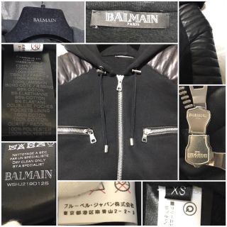 BALMAIN - 本物 名作 バルマンオム ショルダーレザー切替 ZIP バイカー