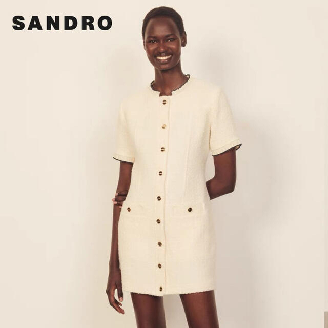 できます Sandro - ❤️Sandro2021新作　新品　白ニットワンピース　綺麗上品の通販 by 服が正規品yy's shop｜サンドロならラクマ サイズを