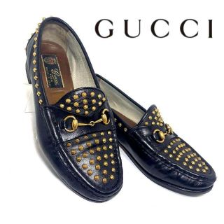 グッチ(Gucci)のGUCCI グッチ 1953 スタッズ付きホースビットローファー 黒(ローファー/革靴)