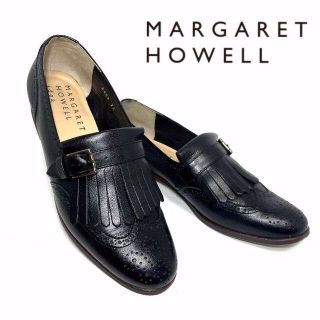 マーガレットハウエル(MARGARET HOWELL)の美品 MARGARET HOWELL マーガレット 23 キルトローファー 黒(ローファー/革靴)