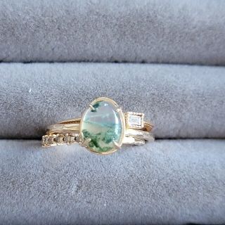 純正大阪 美品♡アガット モスアゲートリング 8号 【藻のような渋めの