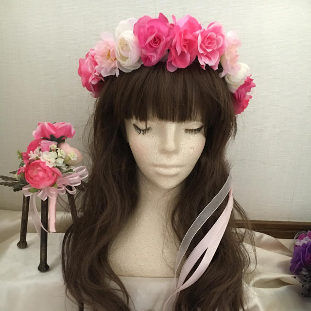 2022年最新入荷 sold out☆花かんむり、ブートニア♡濃いピンク