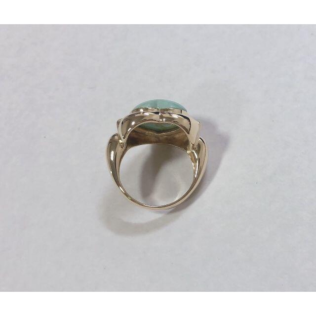 ☆仕上済☆ K18YG イエローゴールド 青緑色石入 ダイヤモンドリング レディースのアクセサリー(リング(指輪))の商品写真