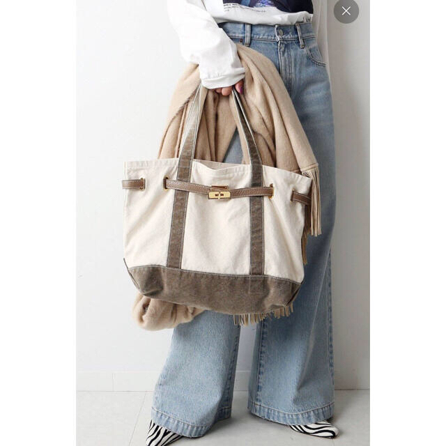 Sita Parantica キャンバス×レザートート M カーキ レディース バッグ
