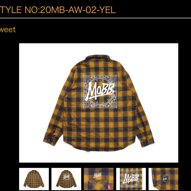 MOBB モブ チェックシャツ ロング フランネル イエロー 黄色 MOBB モブ チェックシャツ ロング フランネル イエロー 黄色
