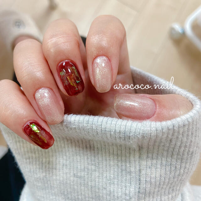 マグネットネイル うるうるネイル ピンクネイル 秋ネイル ネイルチップオーダーの通販 By Arococo Nail ラクマ