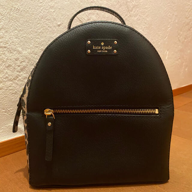 【ほぼ未使用】kate spade ミニリュック　3way  黒　本革　シボ