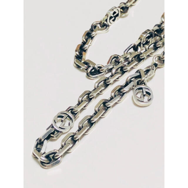Gucci - GUCCI グッチ シルバー インターロッキング ロング チェーン
