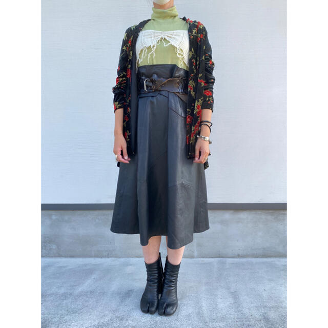 古着 ビンテージ 70s USA 花柄 レース シースルー ガウン シャツ 美品